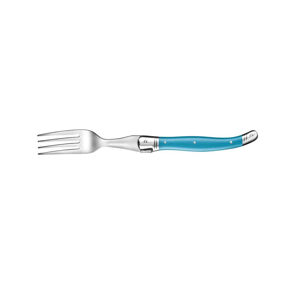 Fourche Laguiole manche bleu - Acier inoxydable - Manche abs - 21,7 cm - Bleu