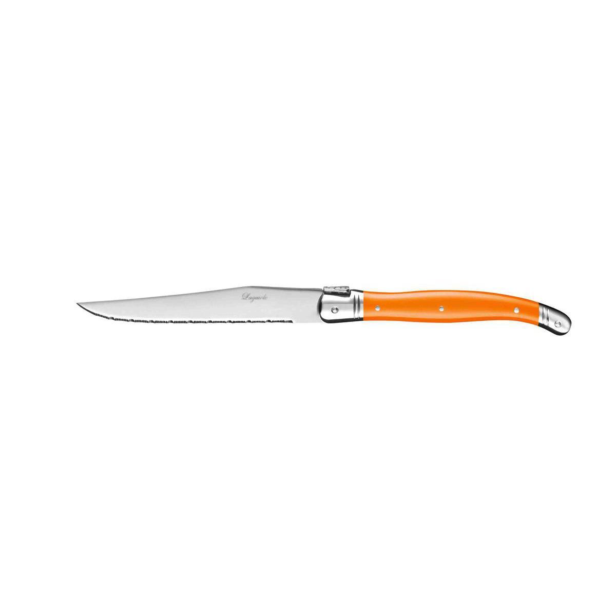 Couteau de table Laguiole - Acier inoxydable - Manche abs - 23,4 cm - Orange