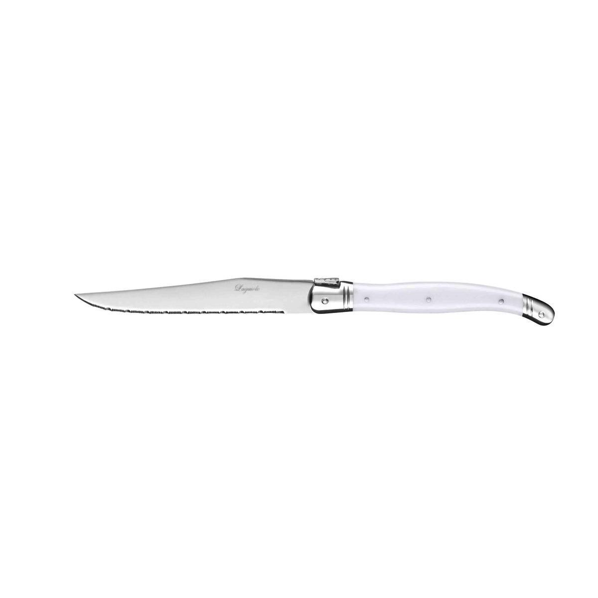 Couteau de table Laguiole - Acier inoxydable - Manche abs - 23,4 cm - Blanc