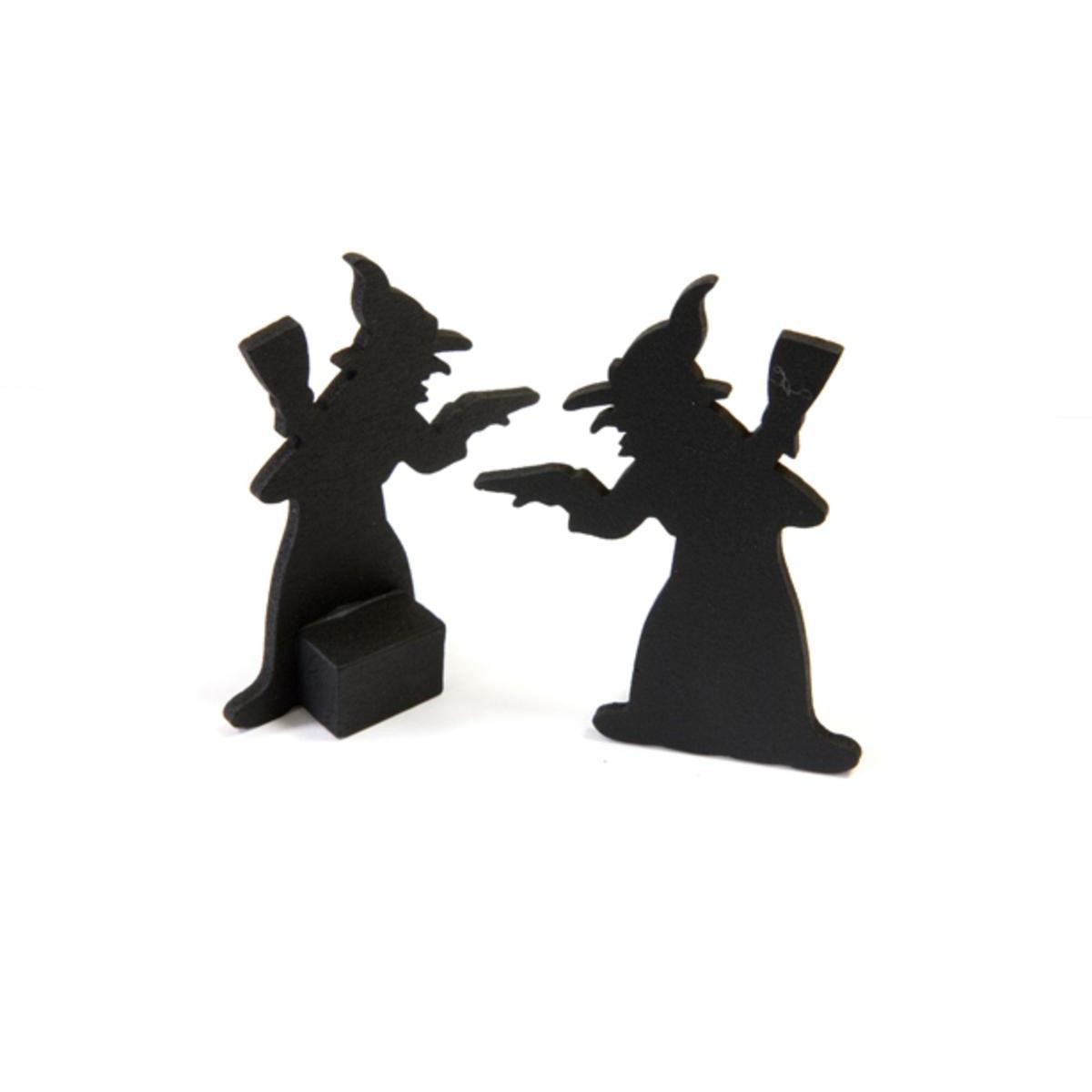 Lot de 2 silhouettes de sorcière - Bois - 6,5 x 4,5 cm - Noir