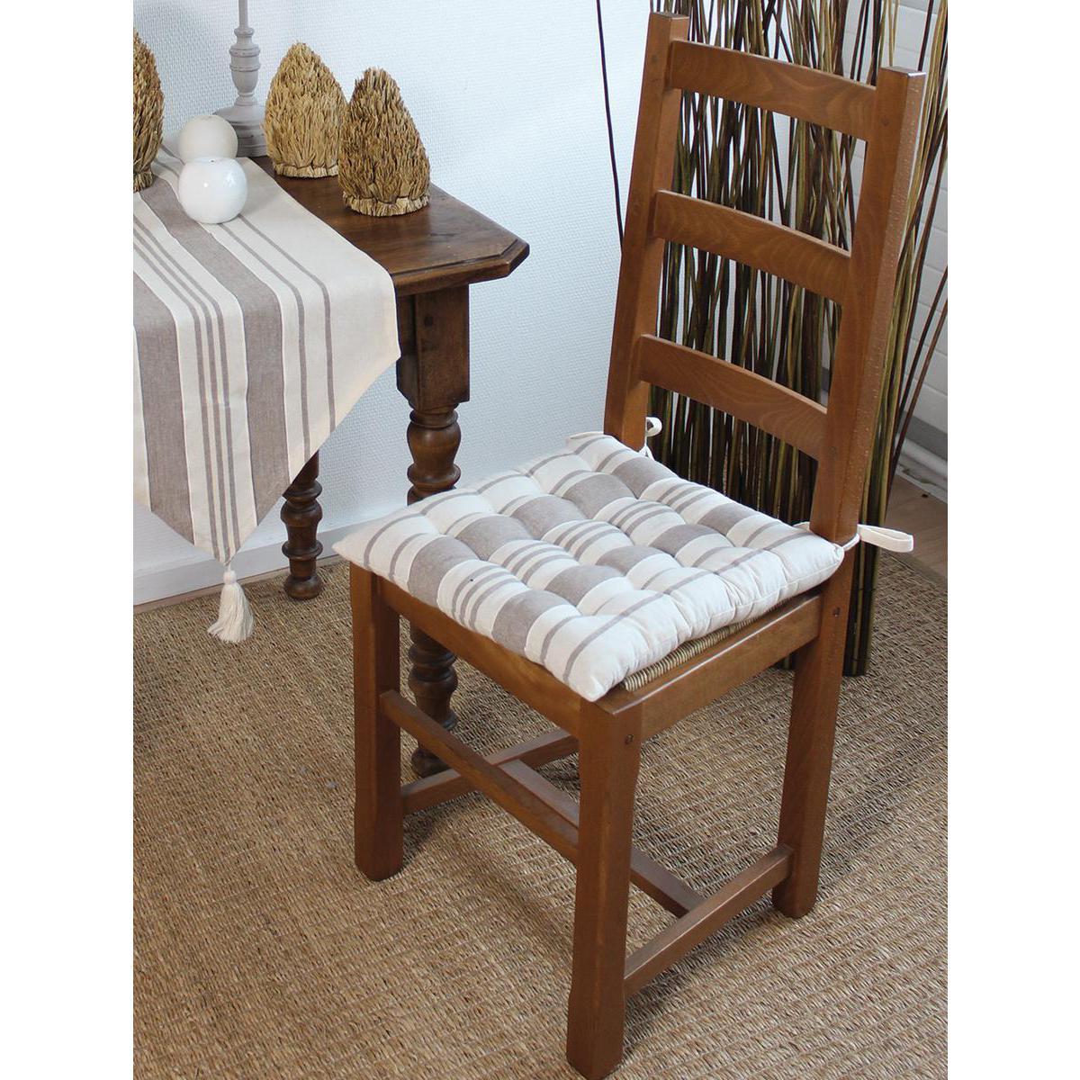 Galette de chaise - 100% polyester - 27 x 31 cm - Beige