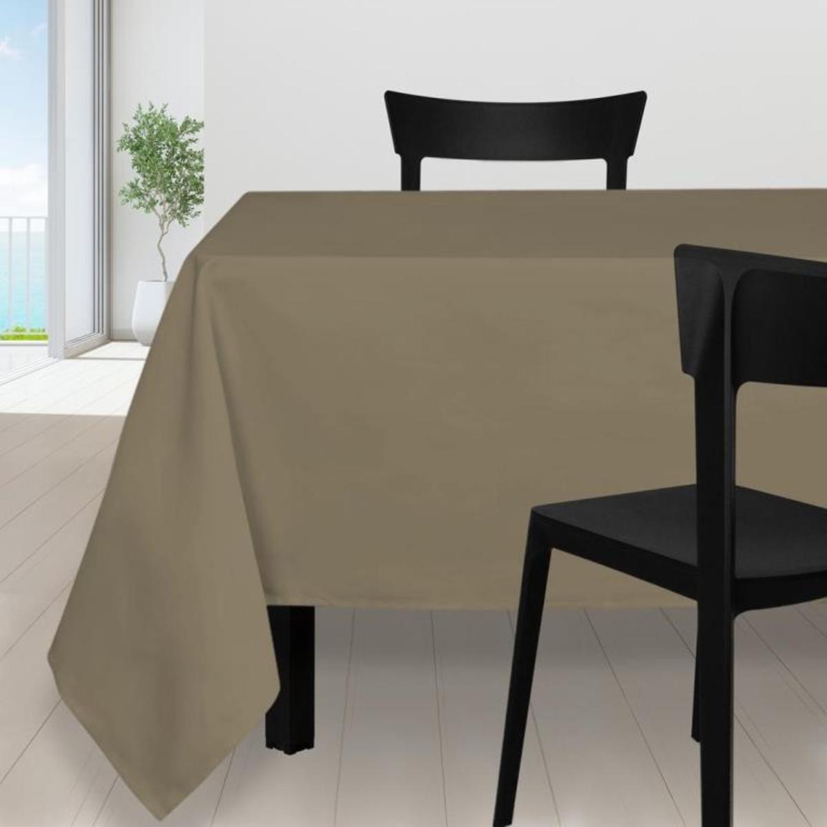 Nappe antitache rectangle - 140 x 240 cm - Alix marron taupe