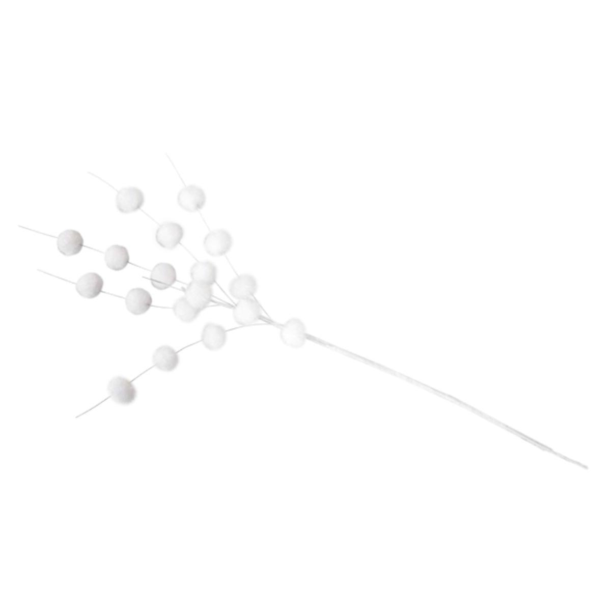 Bouquet de mini flocons - Polyester - 23 x 5 cm - Blanc
