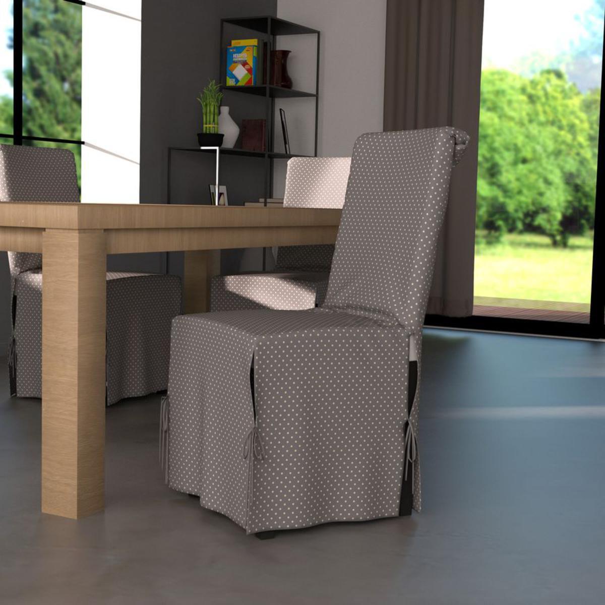 Housse de chaise Kara en coton et polyester - 40 x 40 x 72 cm - Blanc