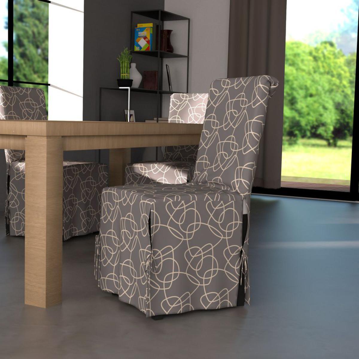 Housse de chaise Zig en coton et polyester - 40 x 40 x 72 cm - Gris