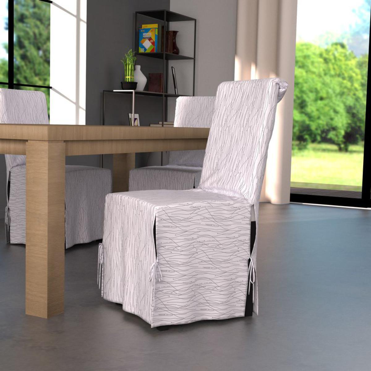 Housse de chaise Glitter en polyester - 40 x 40 x 72 cm -  Blanc