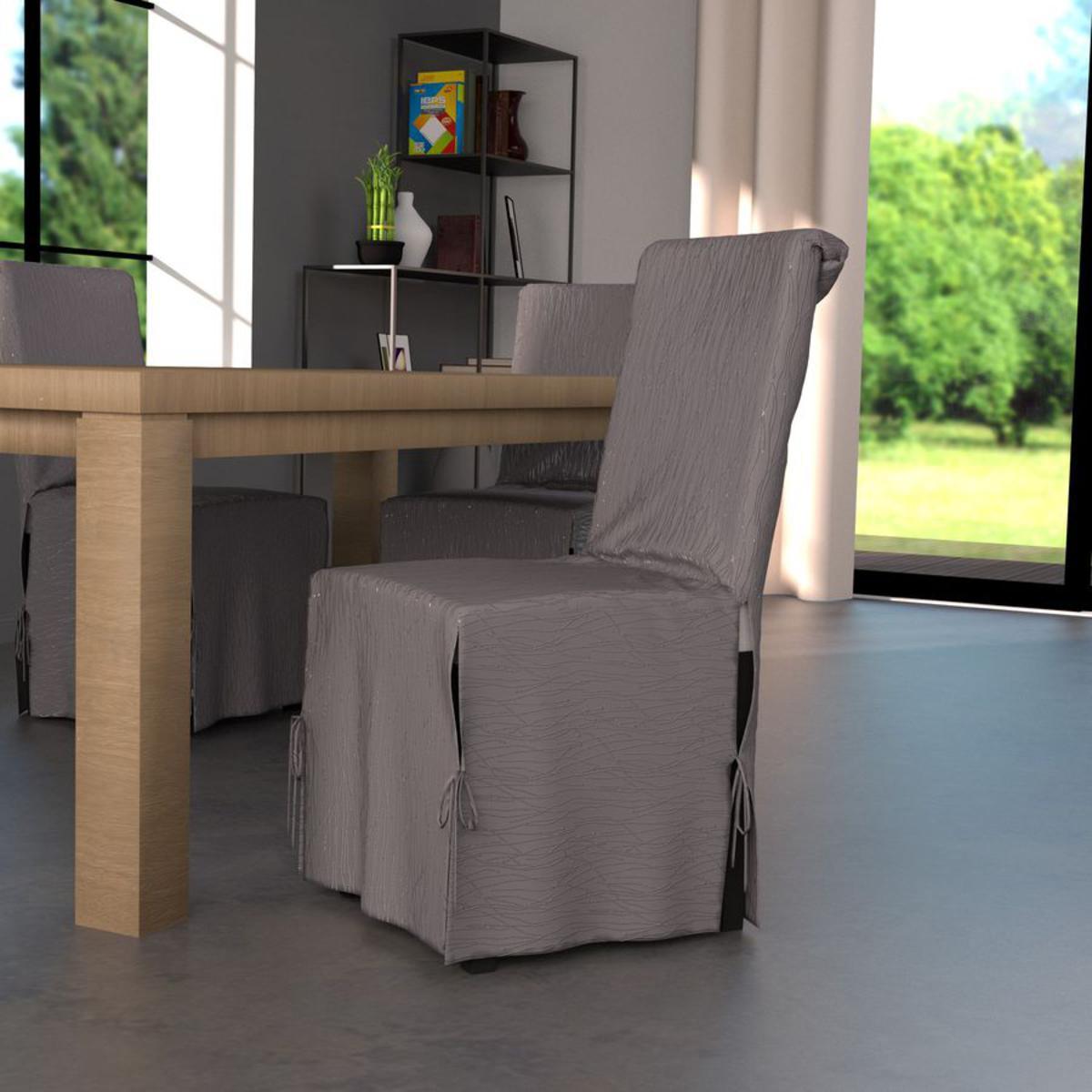 Housse de chaise Glitter en polyester - 40 x 40 x 72 cm -  Gris
