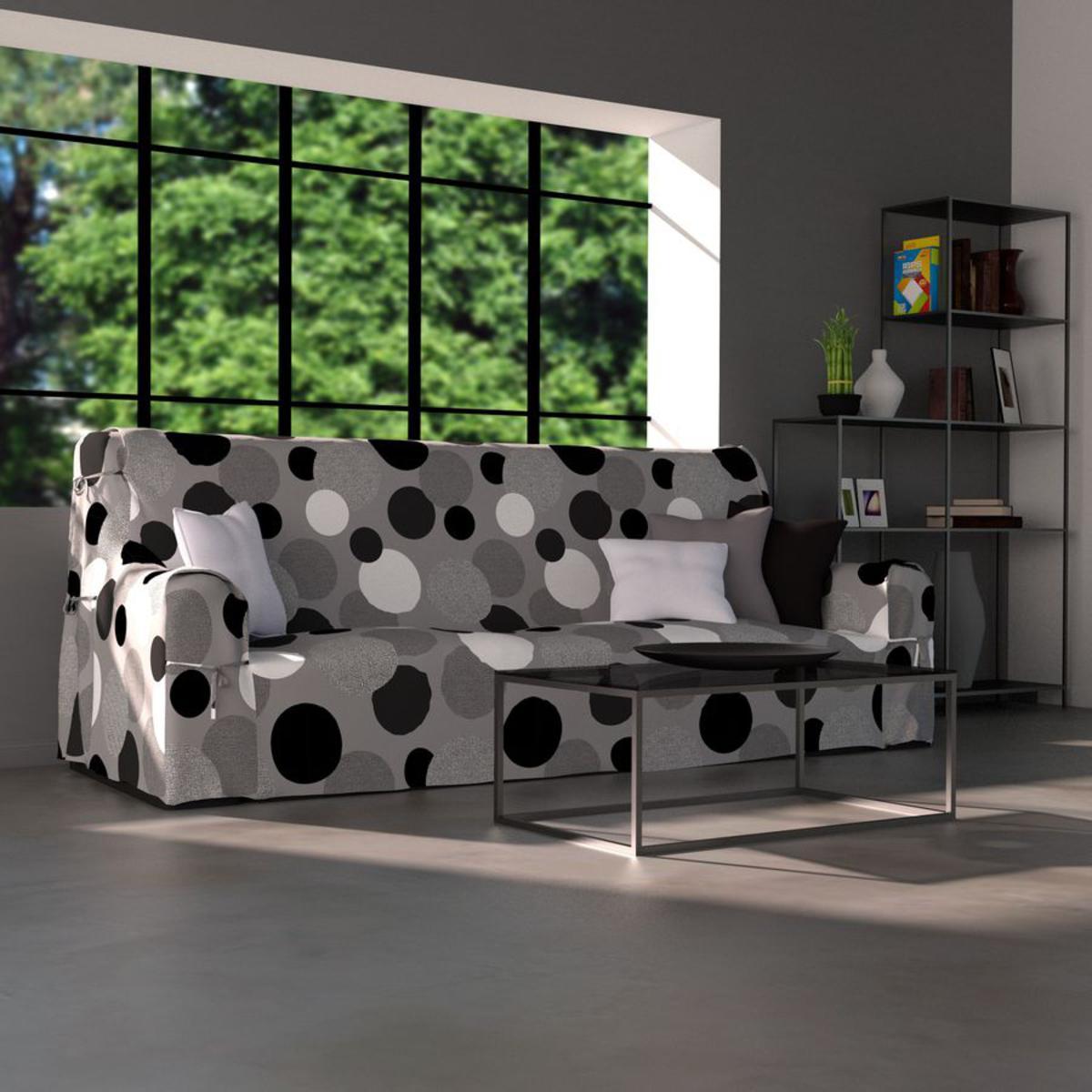 Housse de canapé Sphera en coton et polyester - 205 x 90 x 60 cm - Gris