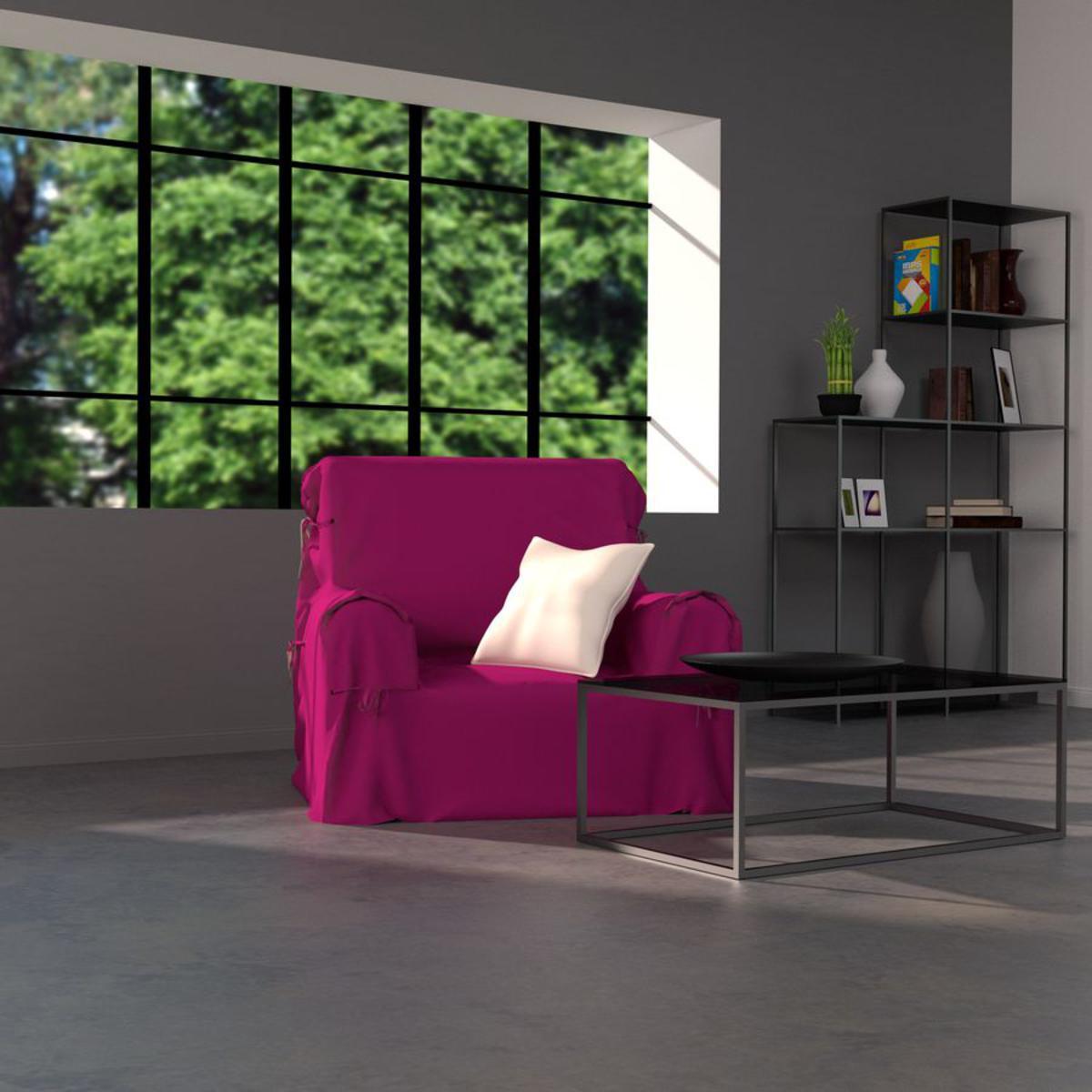 Housse de fauteuil Panama en coton - 90 x 90 x 60 cm - Violet améthyste