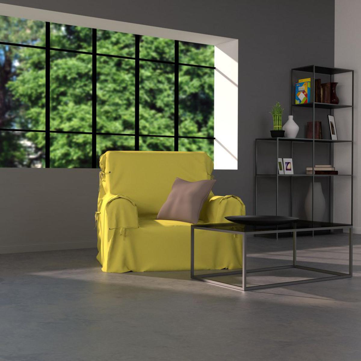 Housse de fauteuil Panama en coton - 90 x 90 x 60 cm - Vert fenTRUEl
