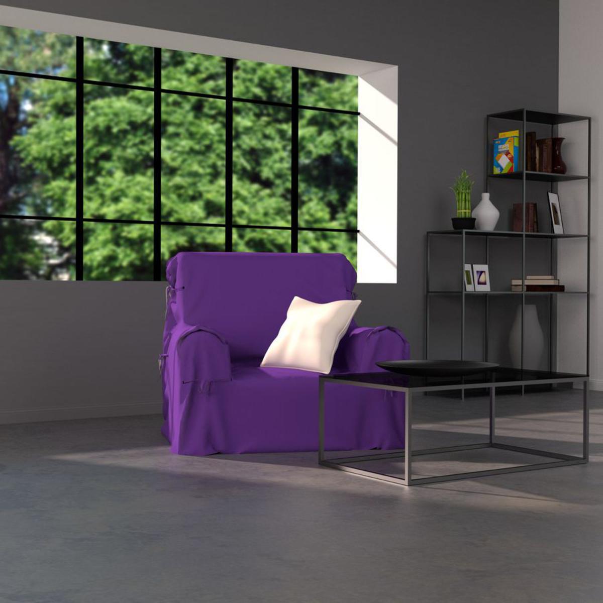 Housse de fauteuil Panama en coton - 90 x 90 x 60 cm - Violet