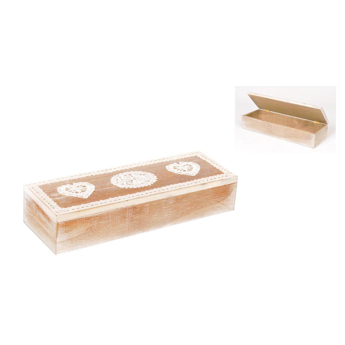 Boîte à petites choses en bois - 30 x 10 x 6 cm - Marron