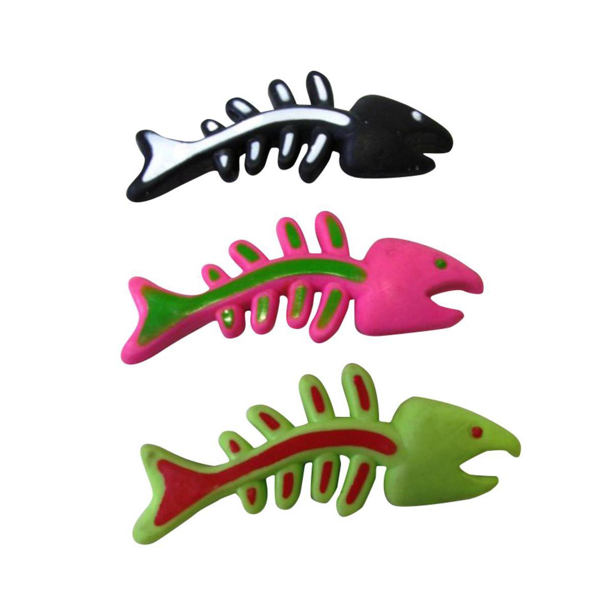 Jouet résistant poisson - Caoutchouc - 12 x 5 x H 2 cm - Noir, blanc, rose, vert ou rouge