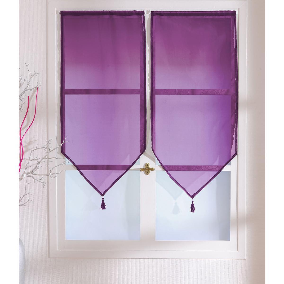 Paires de vitrages - 100% polyester - 60 x 120 cm - Violet