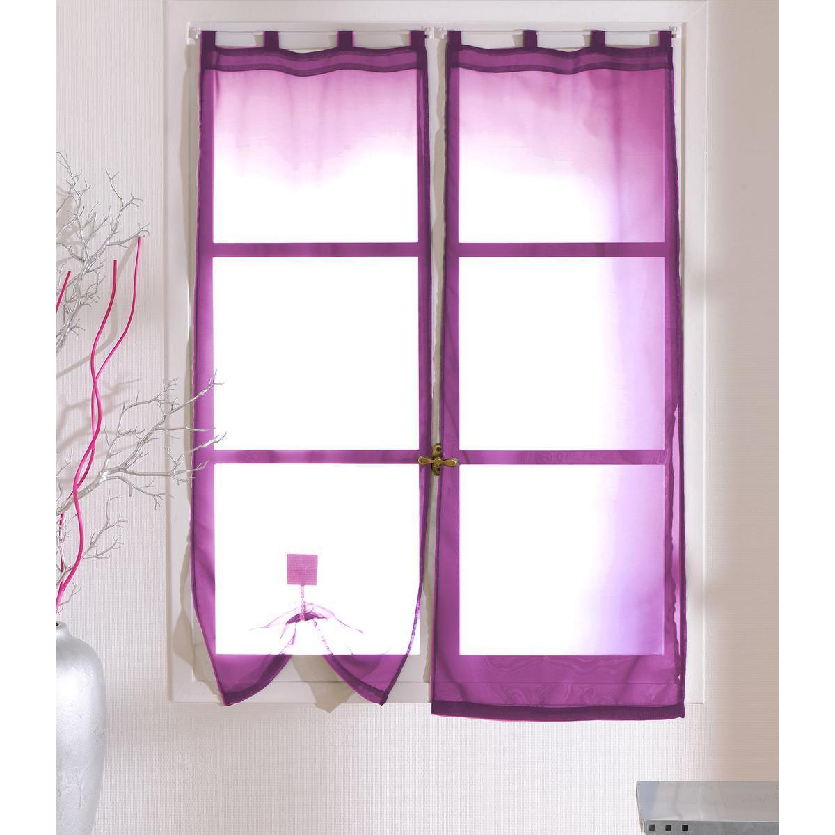 Paires de vitrages - 100% polyester - 70 x 160 cm - Violet