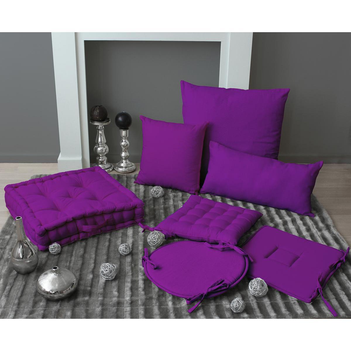 Galette de chaise - coton - Diamètre 40 cm -  Violet