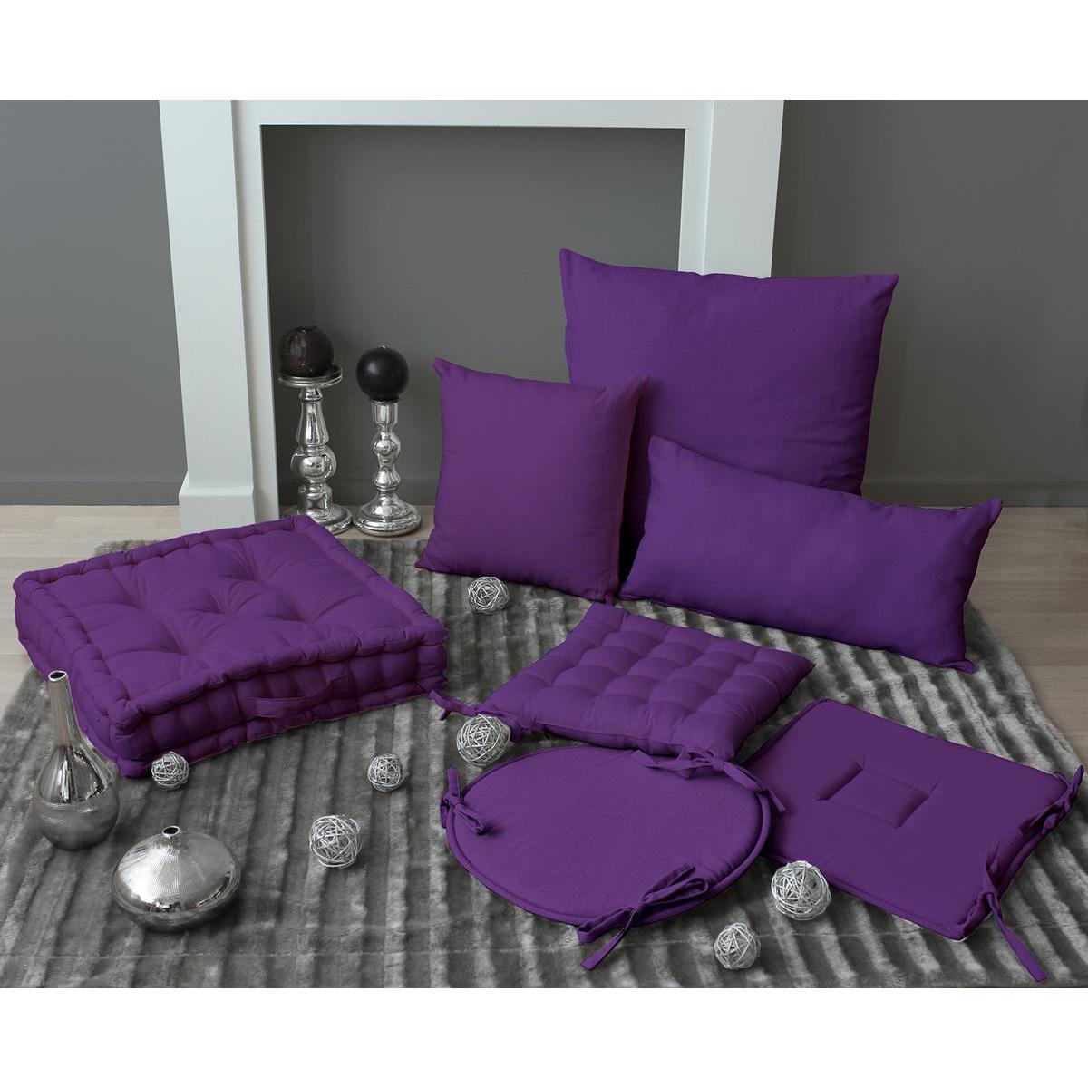 Coussin -  coton - 60 x 60 cm - Violet