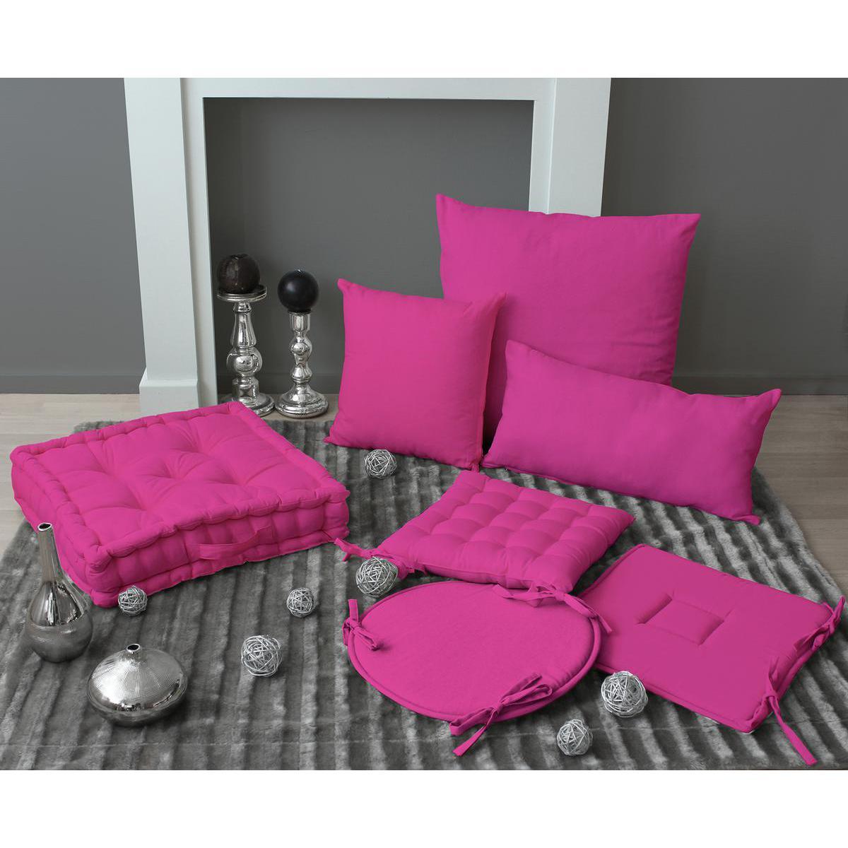 Coussin -  coton -  60 x 60 cm - Rose