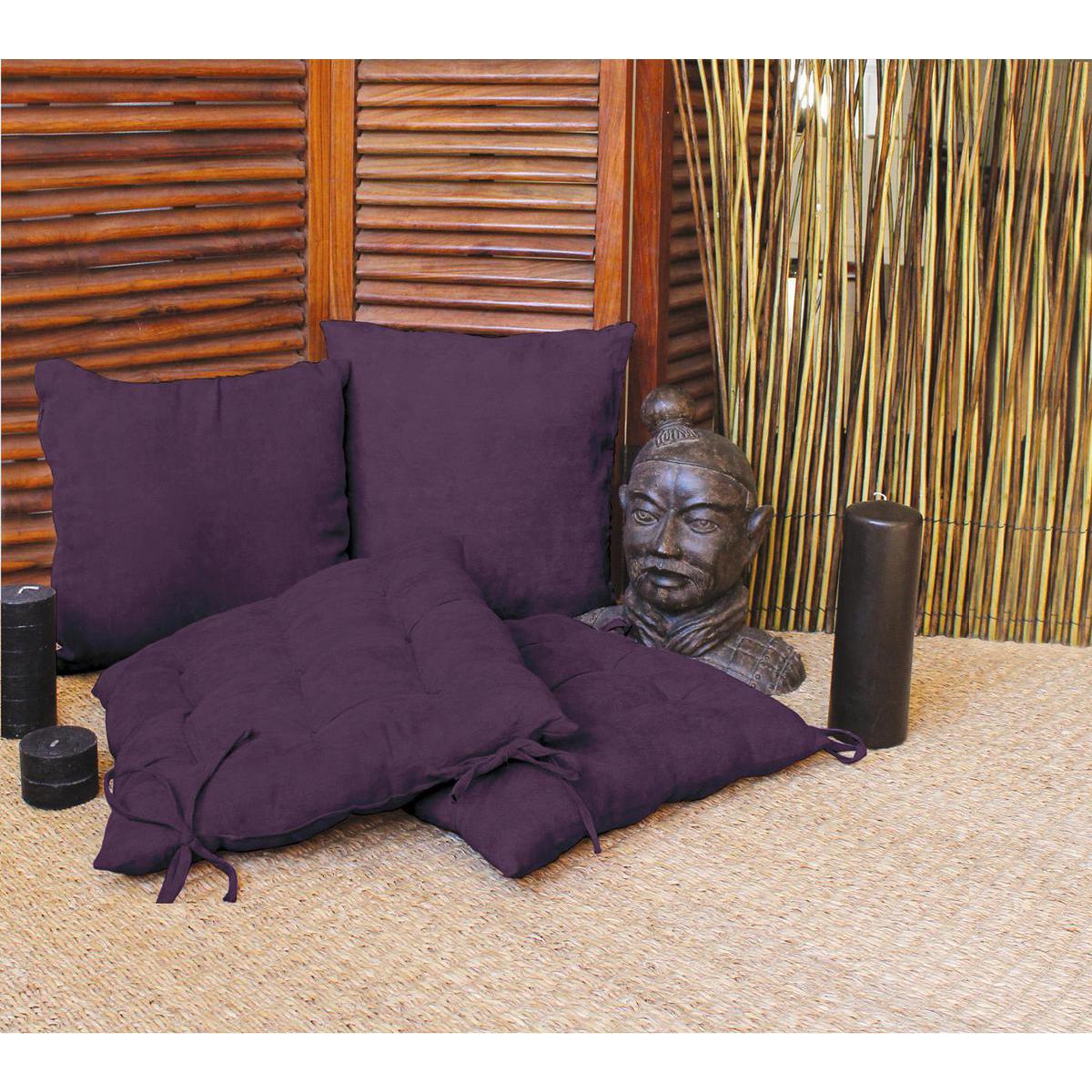 Galette de chaise - 100% Polyester - 40 x 40 cm - Violet aubergine