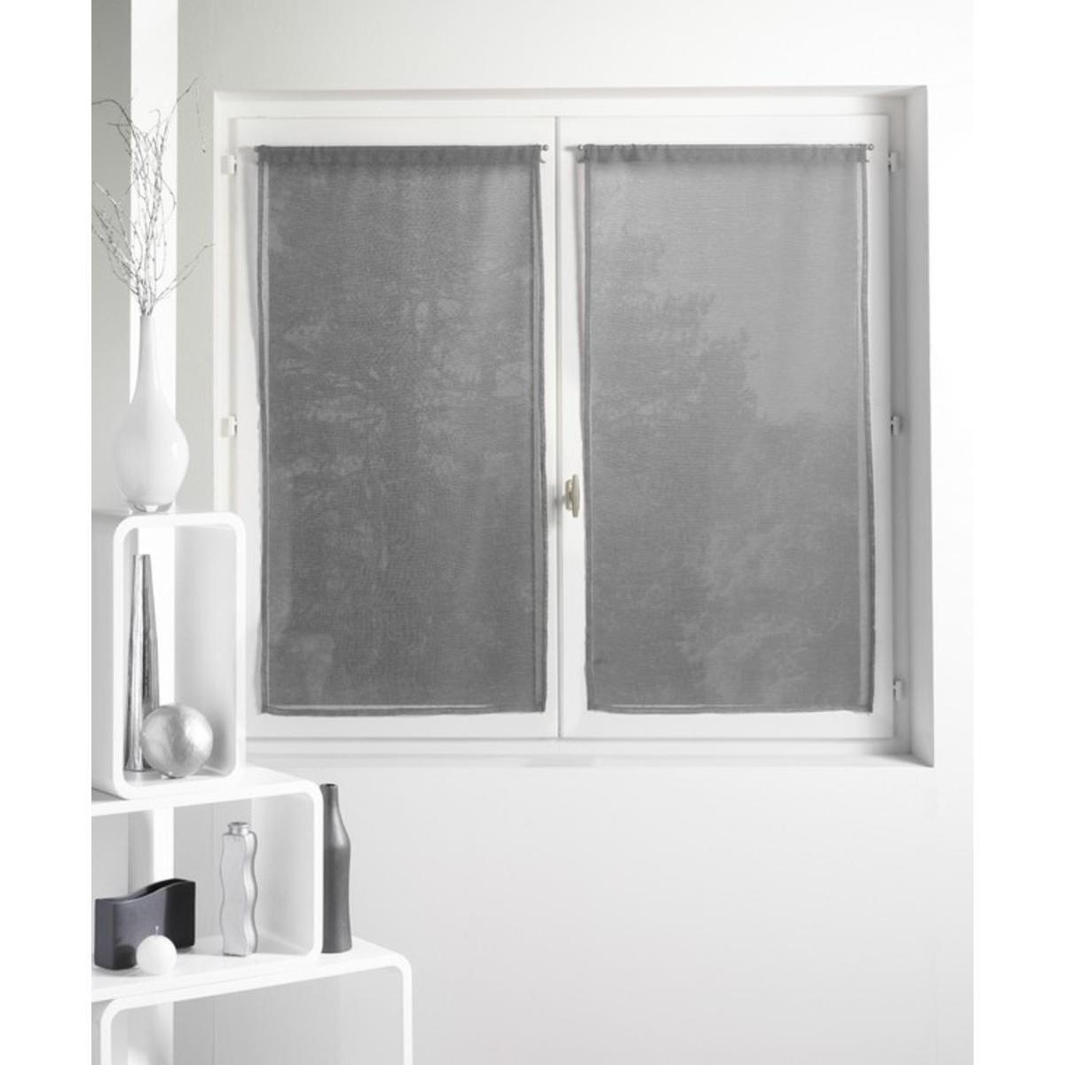 Paire de vitrages Alibi en polyester - 60 x 90 cm  - Gris