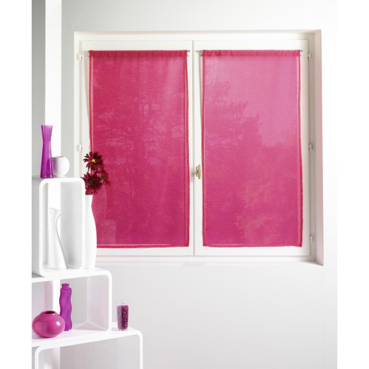 Paire de vitrages Alibi en polyester - 60 x 120 cm  - Rose fushia