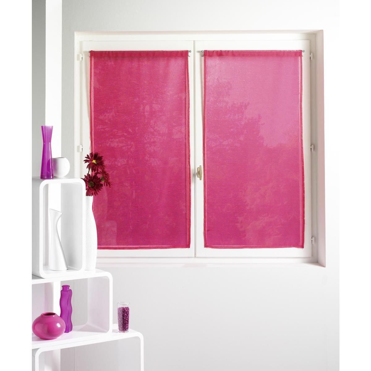 Paire de vitrages Alibi en polyester - 60 x 160 cm  - Rose fushia