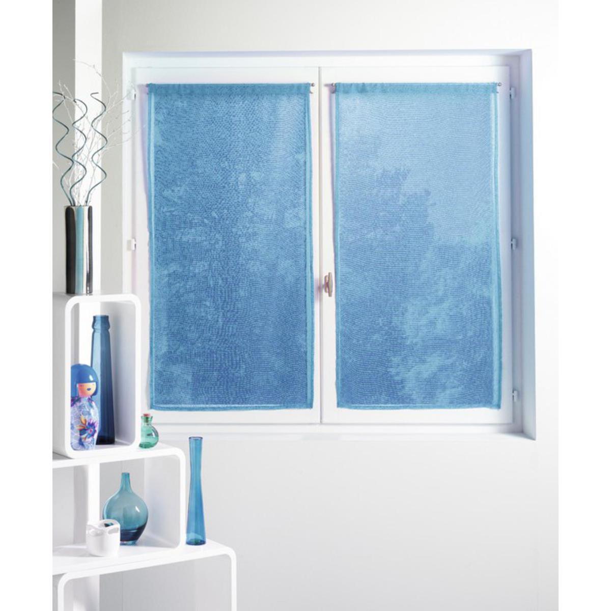 Paire de vitrages Alibi en polyester - 60 x 120 cm  - Bleu indigo
