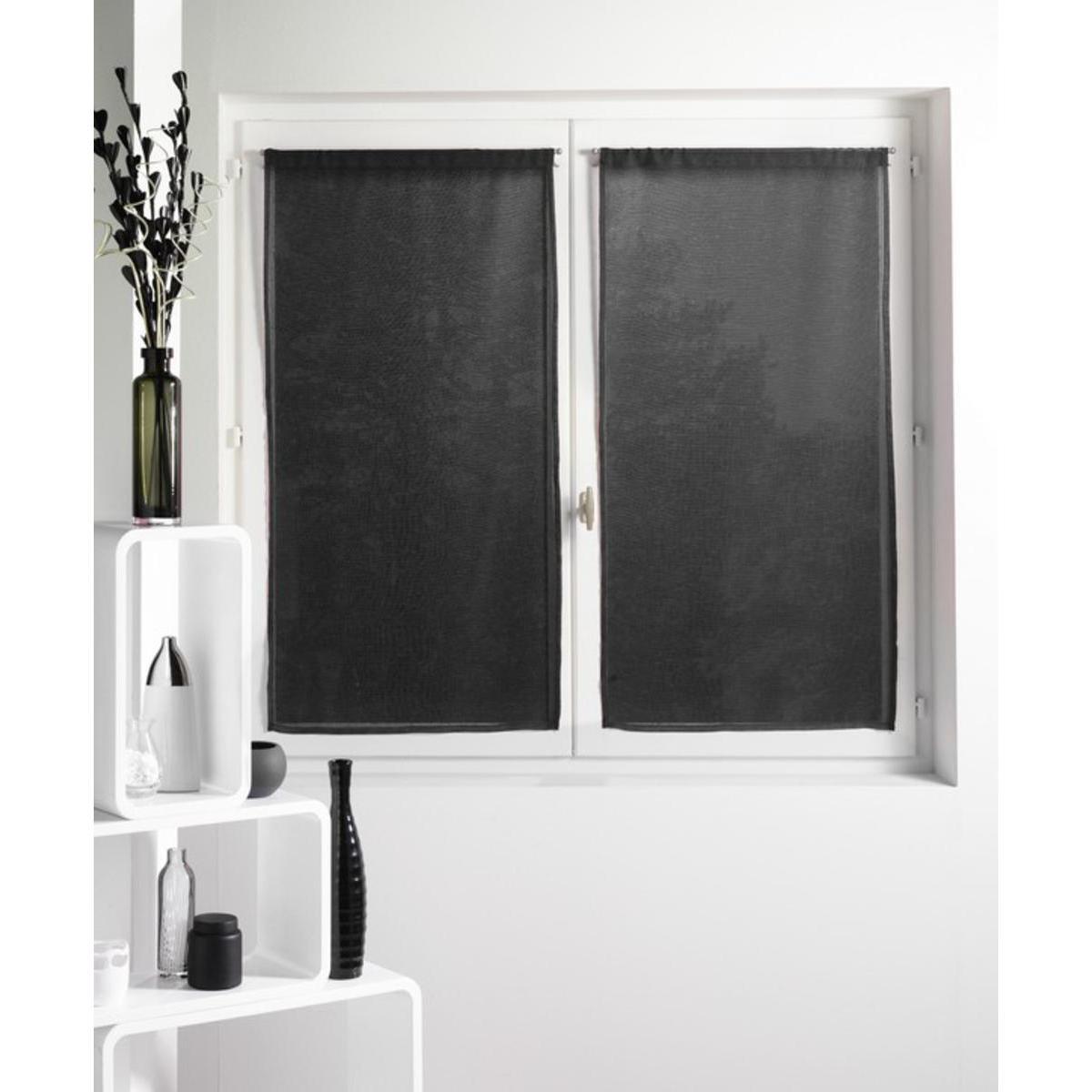 Paire de vitrages Alibi en polyester - 60 x 120 cm  - Noir