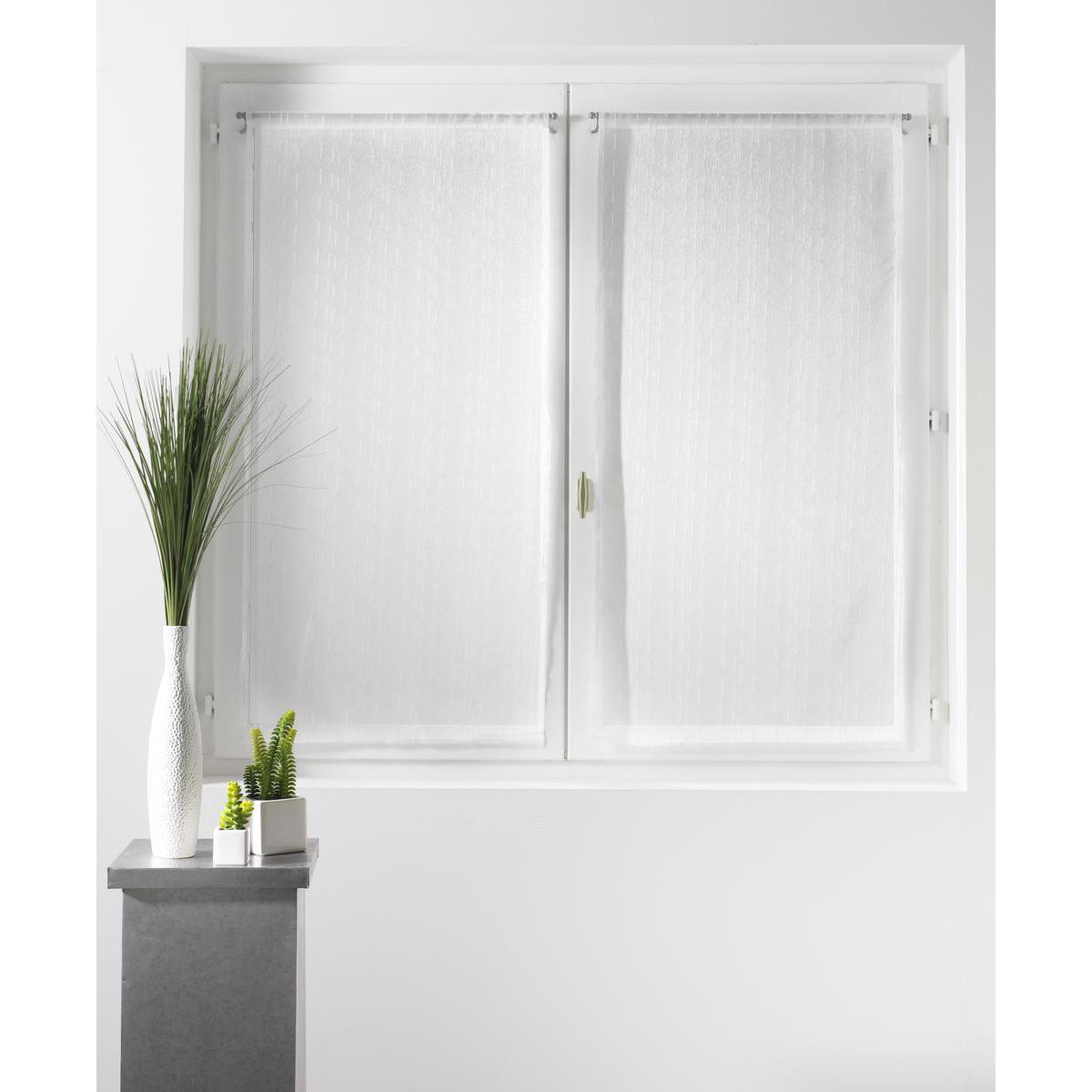 Paire de vitrages Cottage en polyester - 60 x 90 cm - Blanc