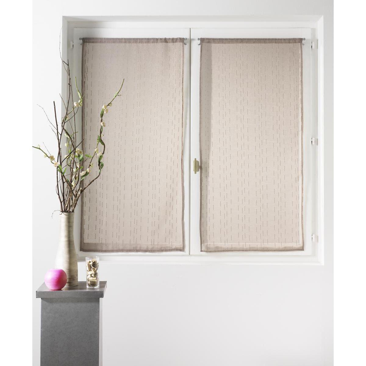 Paire de vitrages Cottage en polyester - 60 x 90 cm - Beige lin