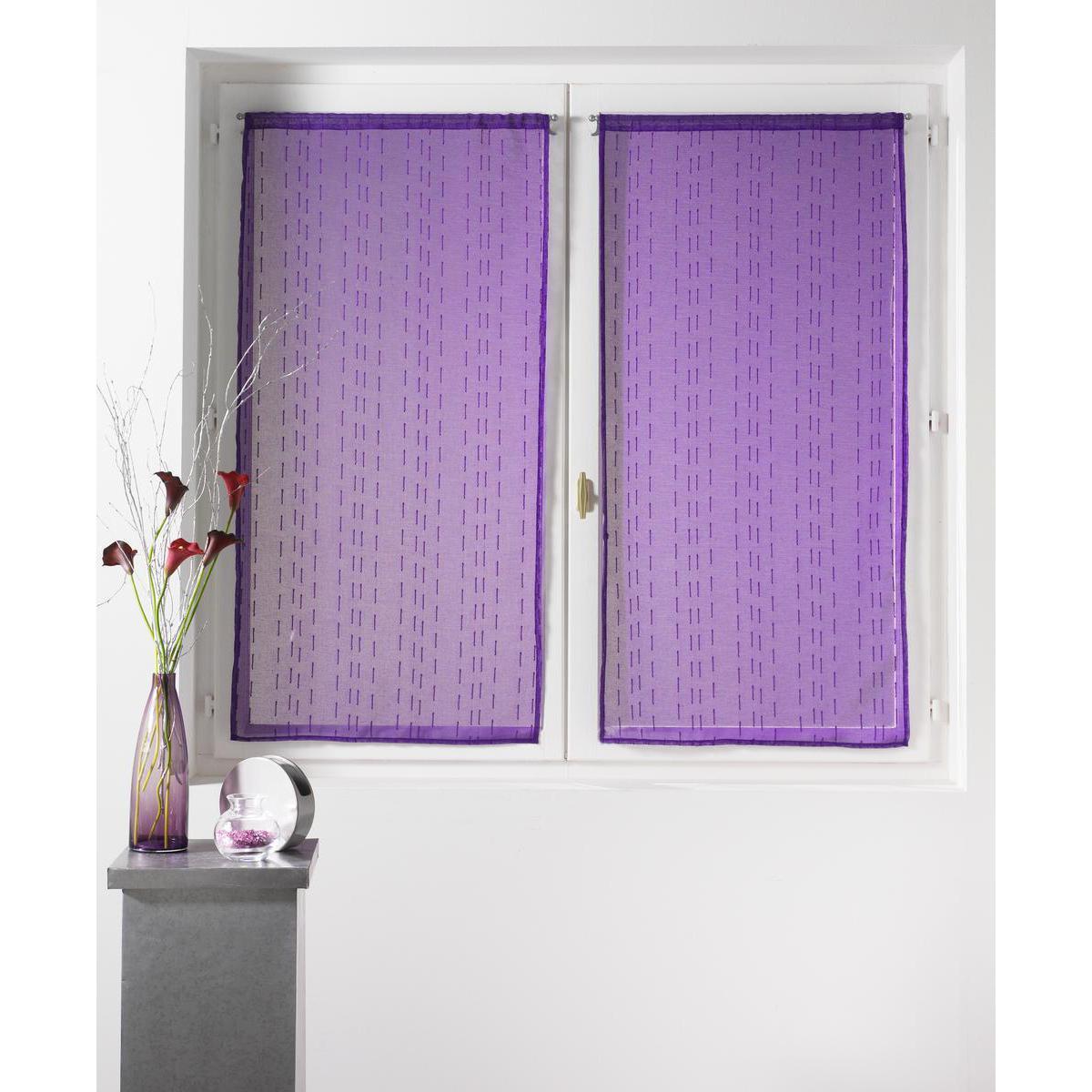 Paire de vitrages Cottage en polyester - 60 x 120 cm - Violet