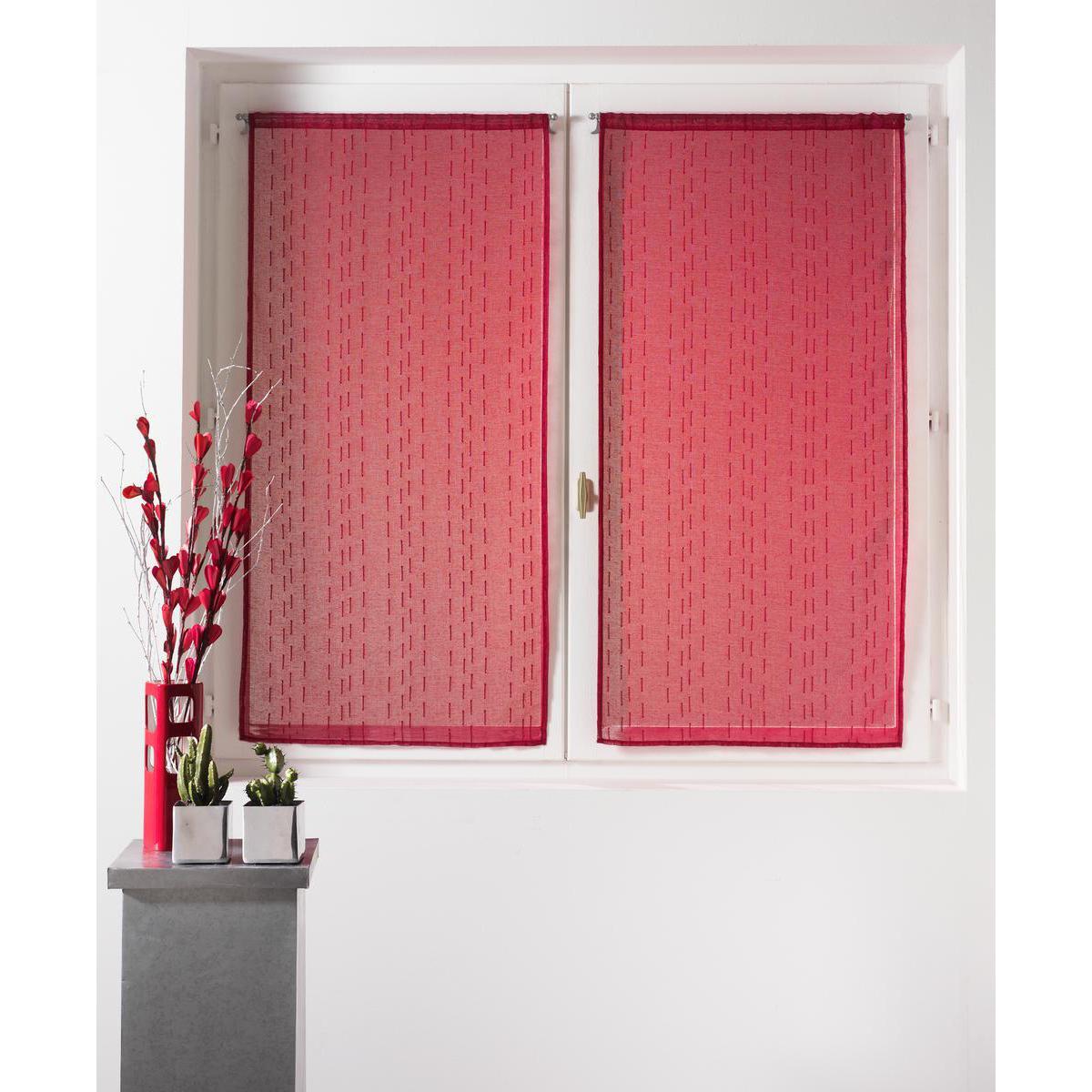 Paire de vitrages Cottage en polyester - 60 x 120 cm - Rouge bordeaux