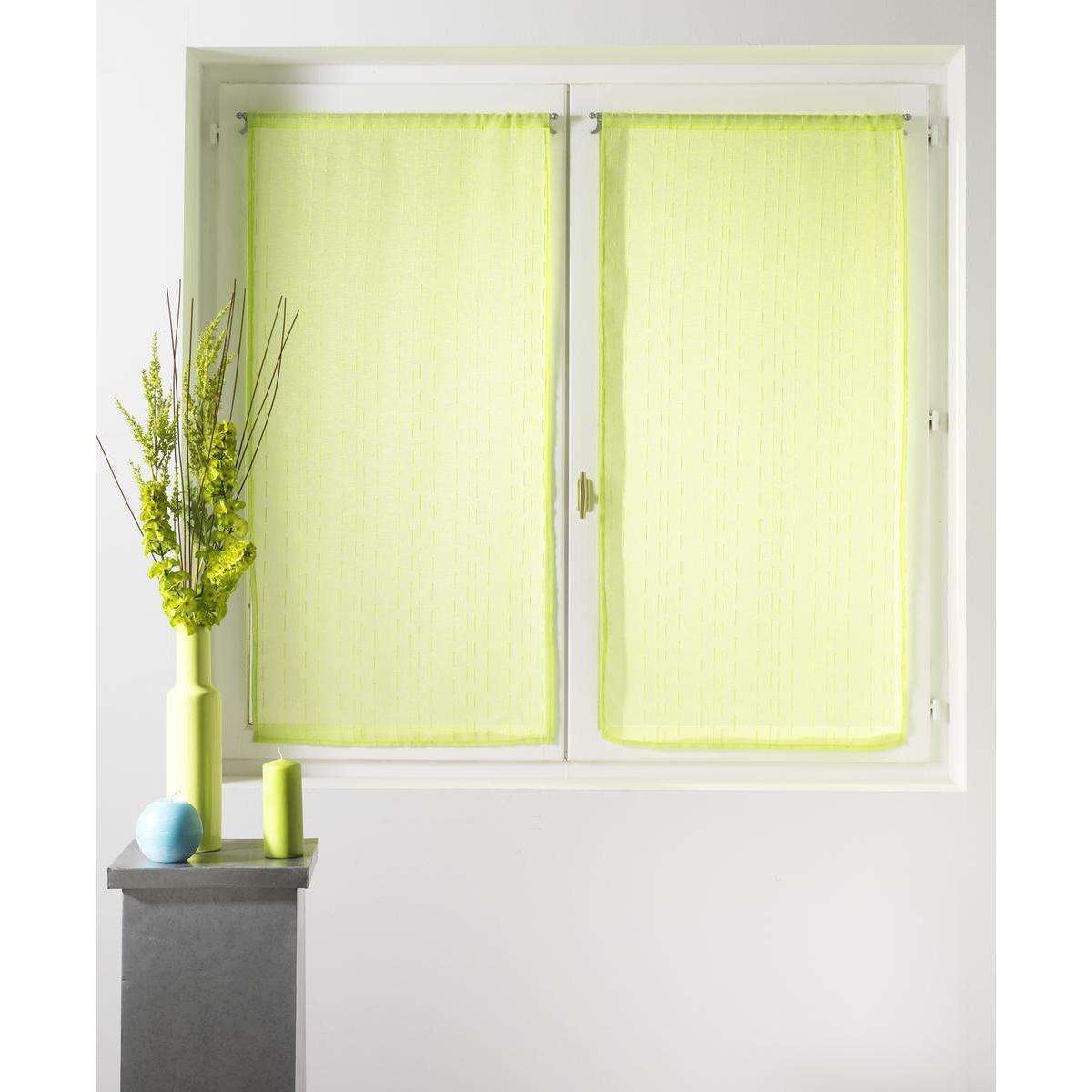Paire de vitrages Cottage en polyester - 60 x 120 cm - Vert anis