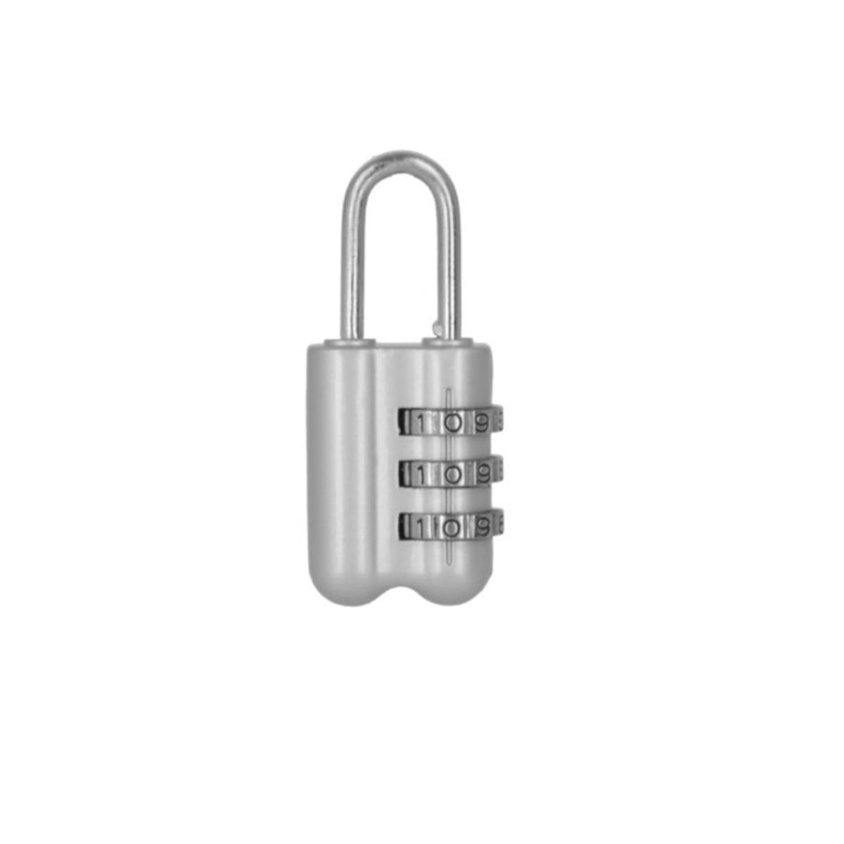 Cadenas à code 3 chiffres - Acier chromé - Gris