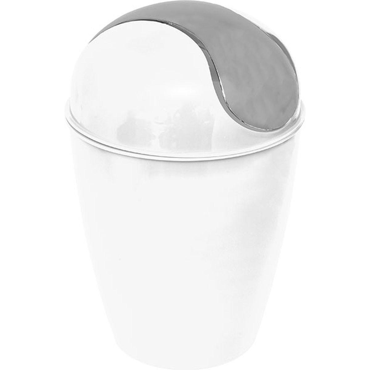 Mini-poubelle conique à couvercle basculant - ø 13 x H 19 cm - Différents formats - Blanc, gris