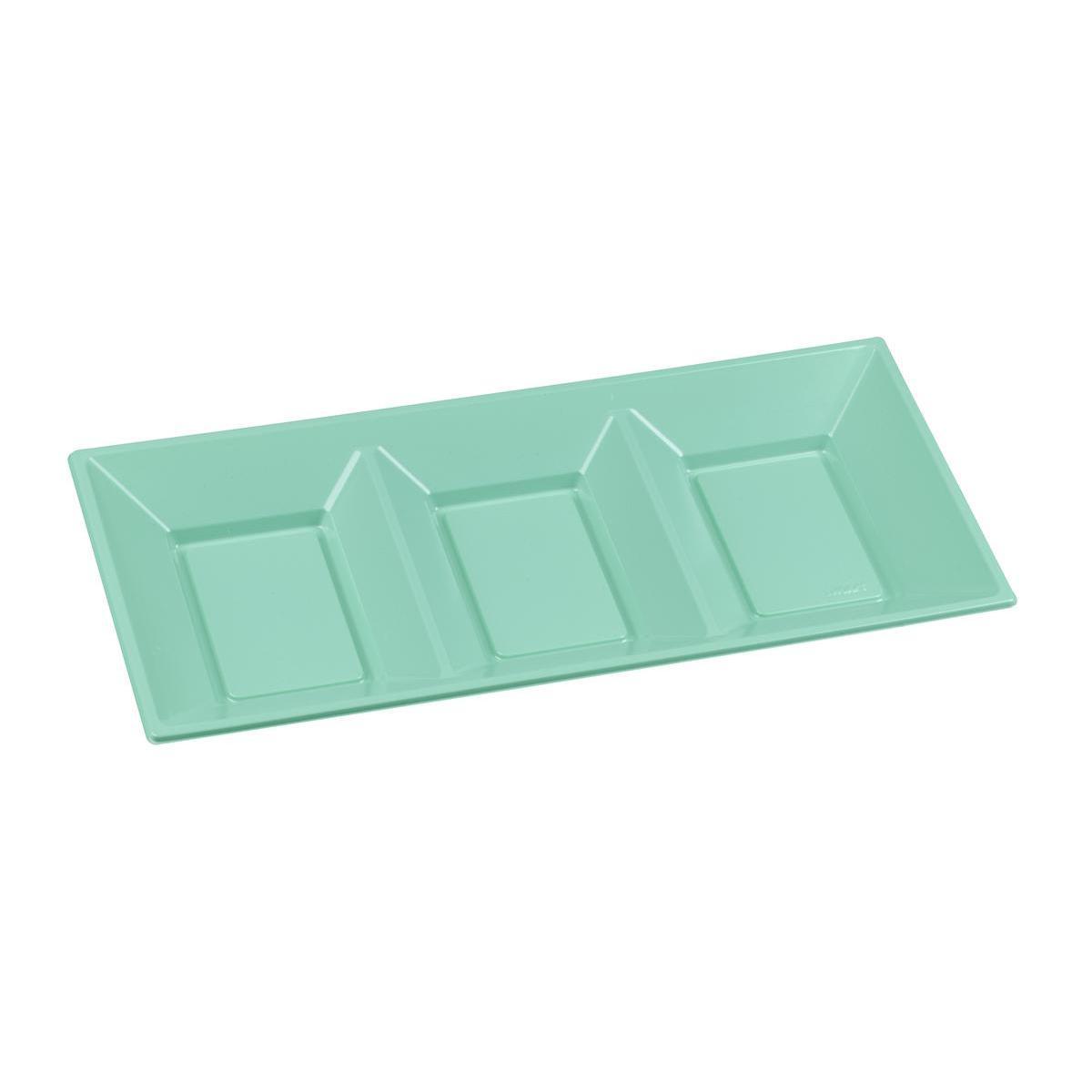 Plateau 3 compartiments - plastique - 18 x 38 cm - Bleu