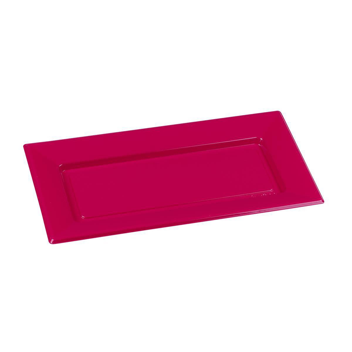 Lot de 2 plateaux - plastique - 19 cm x 37 cm - Rose fushia