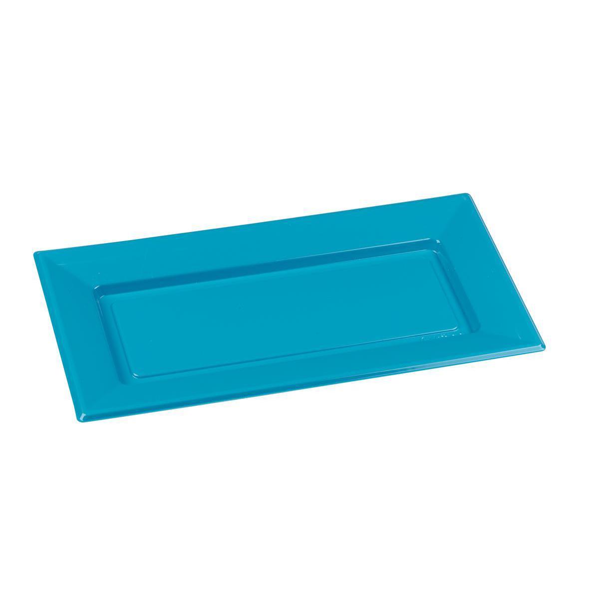 Lot de 2 plateaux - plastique -19 cm x 37 cm - Bleu turquoise