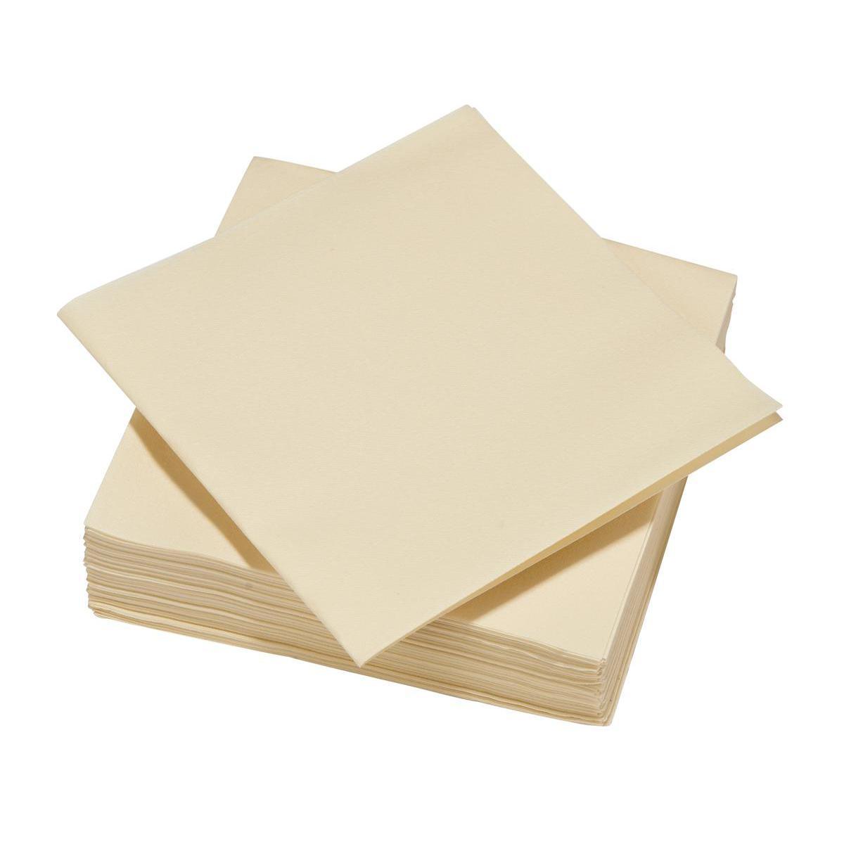 Lot de 25 serviettes - intissé - 40 cm x 40 cm - Crème