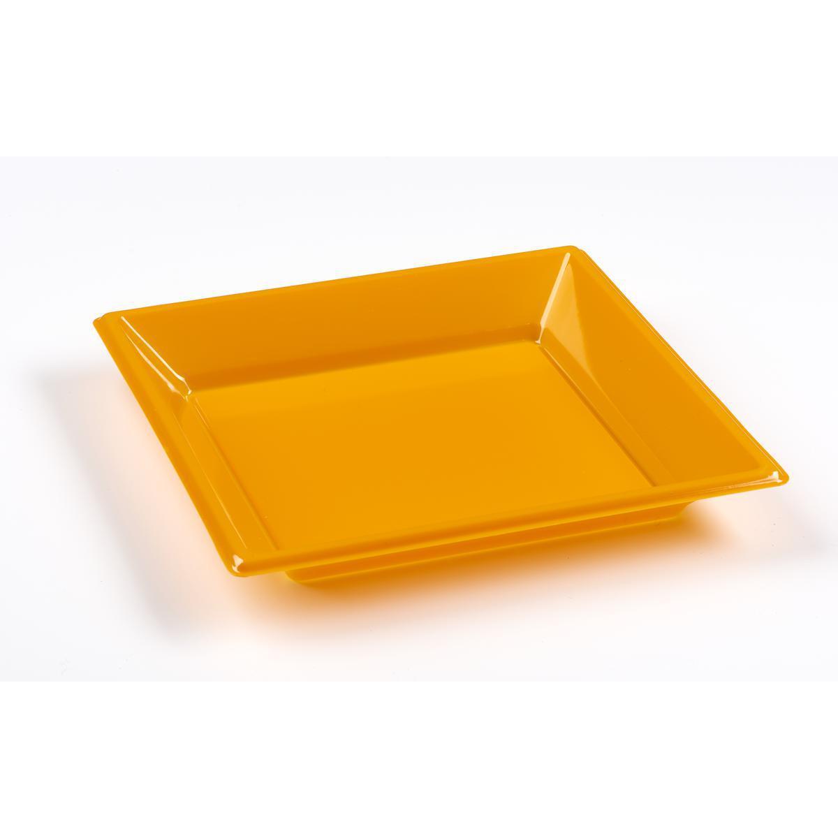 Lot de 8 assiettes creuses - plastique - 18 cm x 18 cm x2,3 cm - Orange mandarine