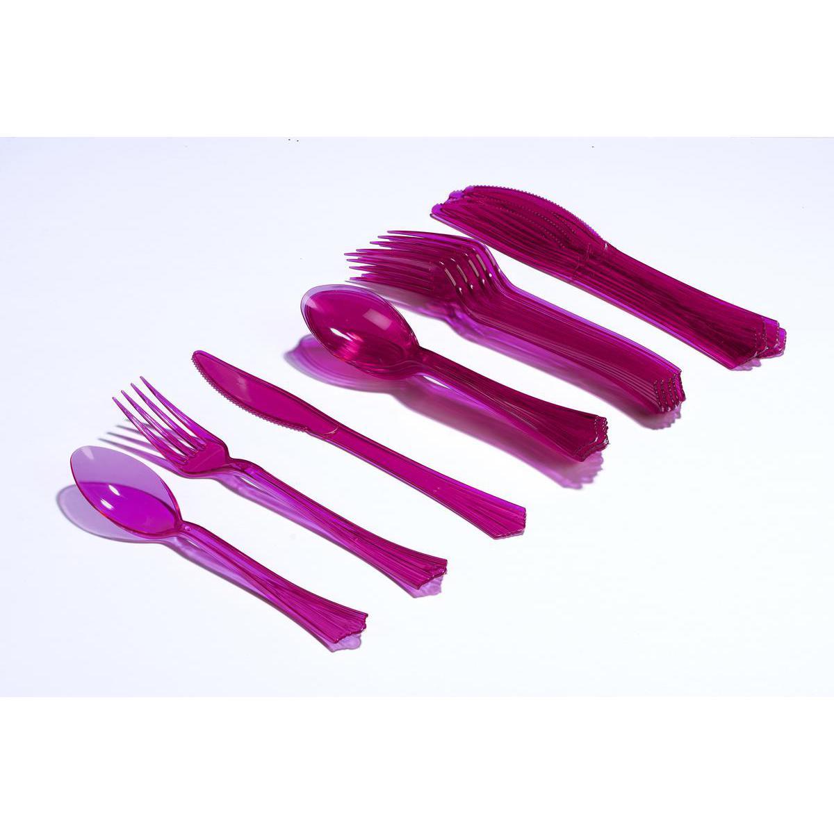 Ménagère 18 pièces - plastique - 19 cm - Violet orchidée
