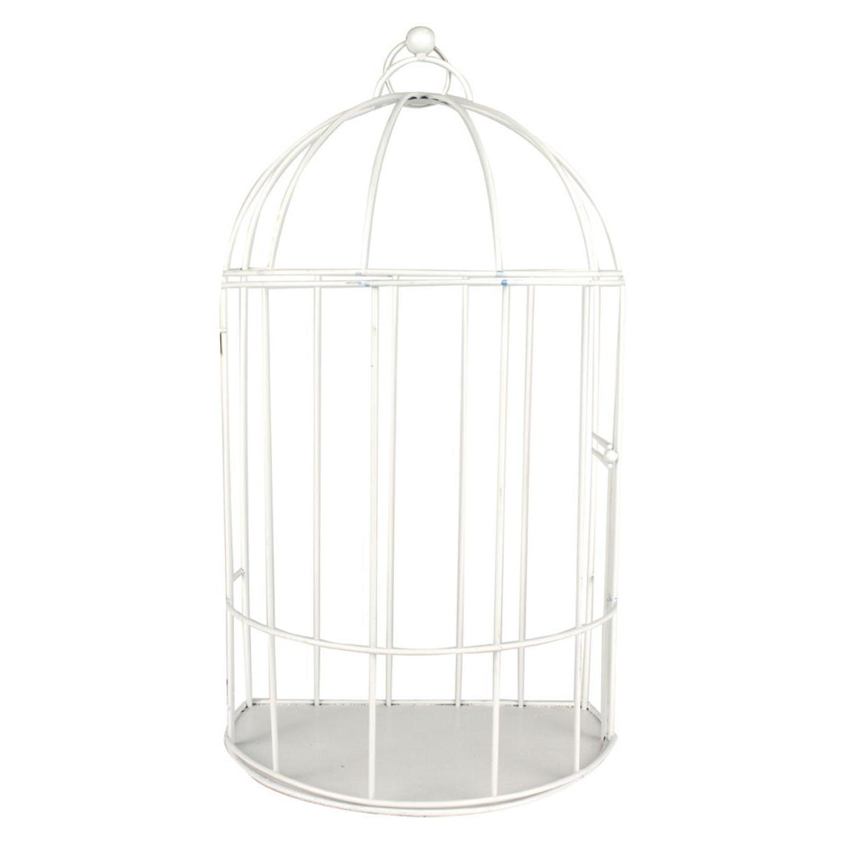 Cage décorative à garnir - Métal - 18 x 12 x 30 cm - Blanc