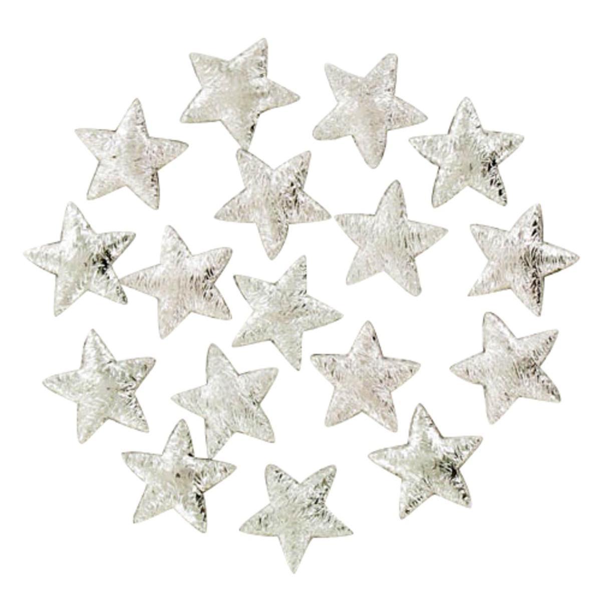 Lot de 70 étoiles textiles scintillantes en coton - 2 cm - Gris