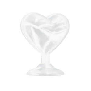 Cœur cristal sur pied en plastique - 7 cm - Blanc