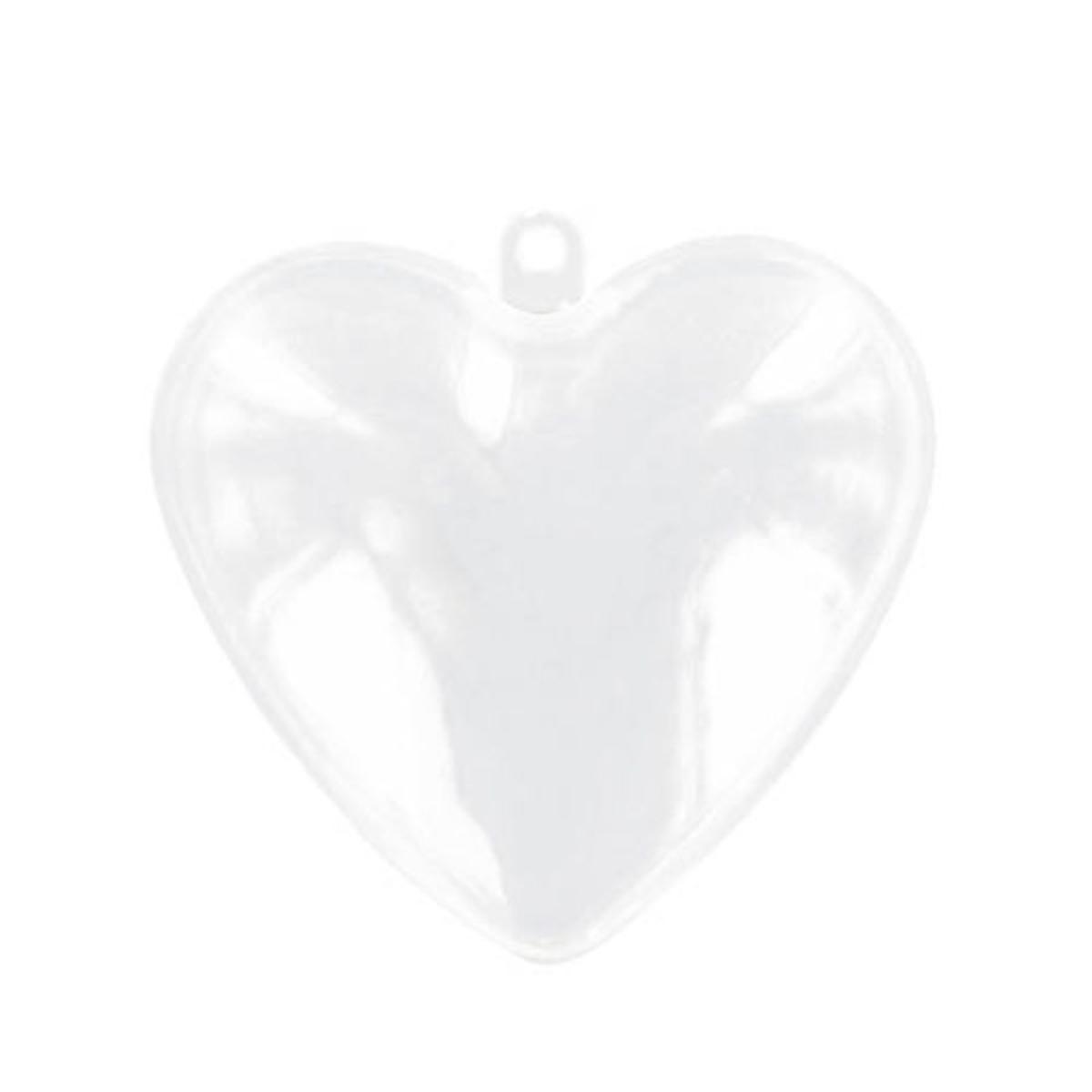 Cœur cristal en plastique - 6 x 5 x 3 cm - Blanc