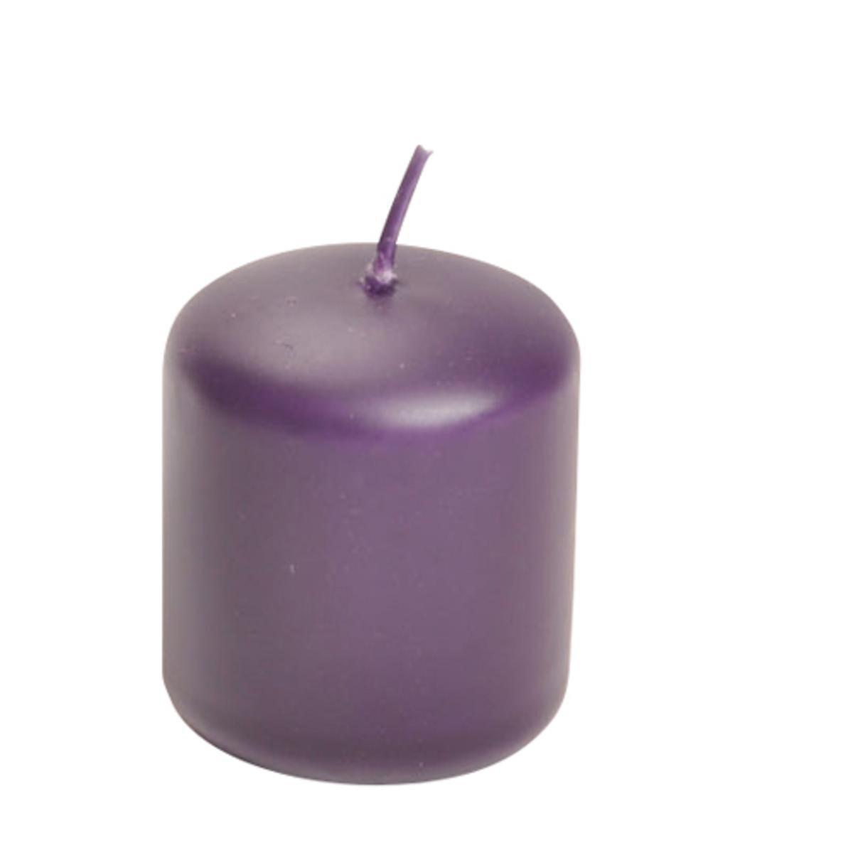 Bougie pilier en cire - Diamètre 5 x H 6 cm - Violet