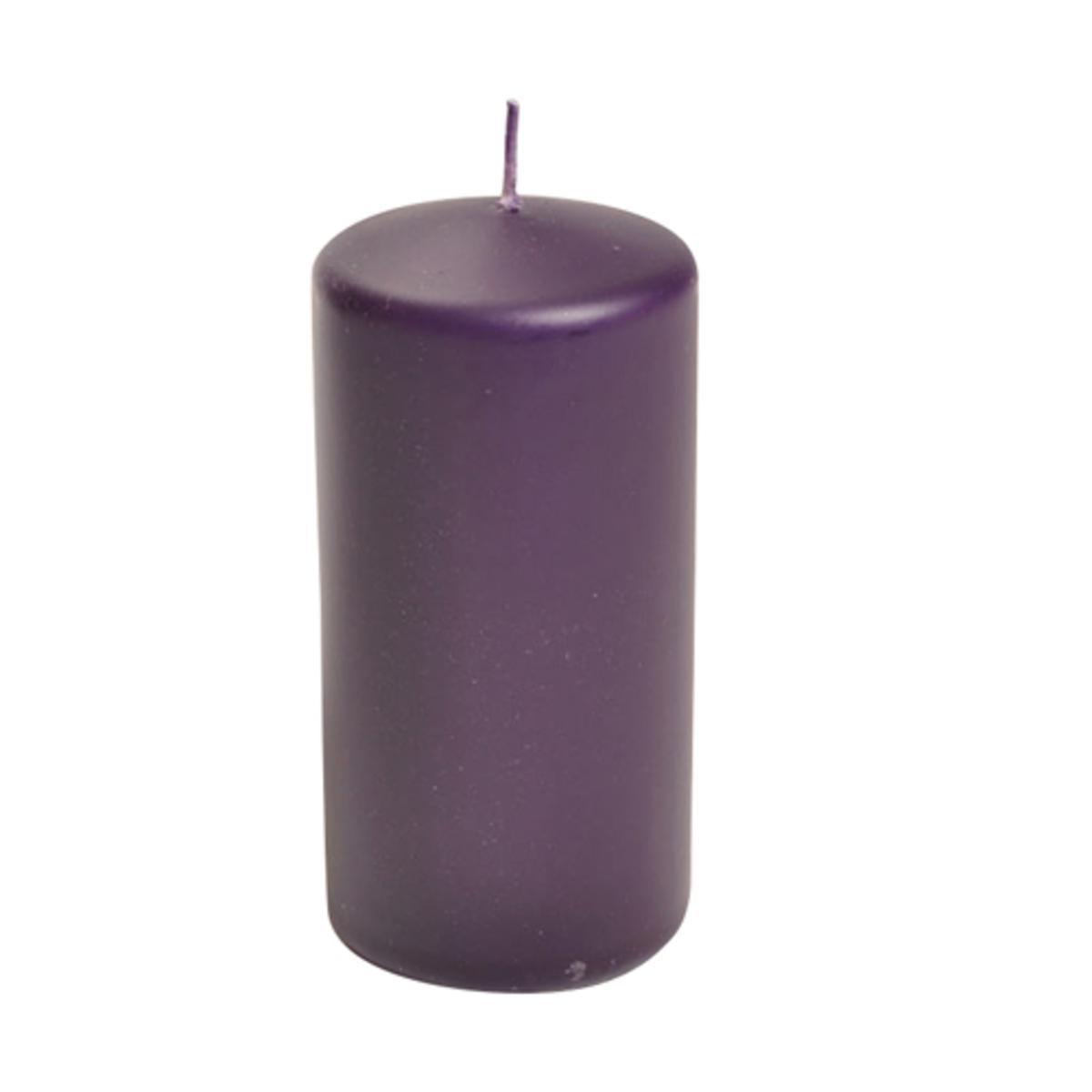 Bougie pilier en cire - Diamètre 6 x H 12 cm - Violet prune