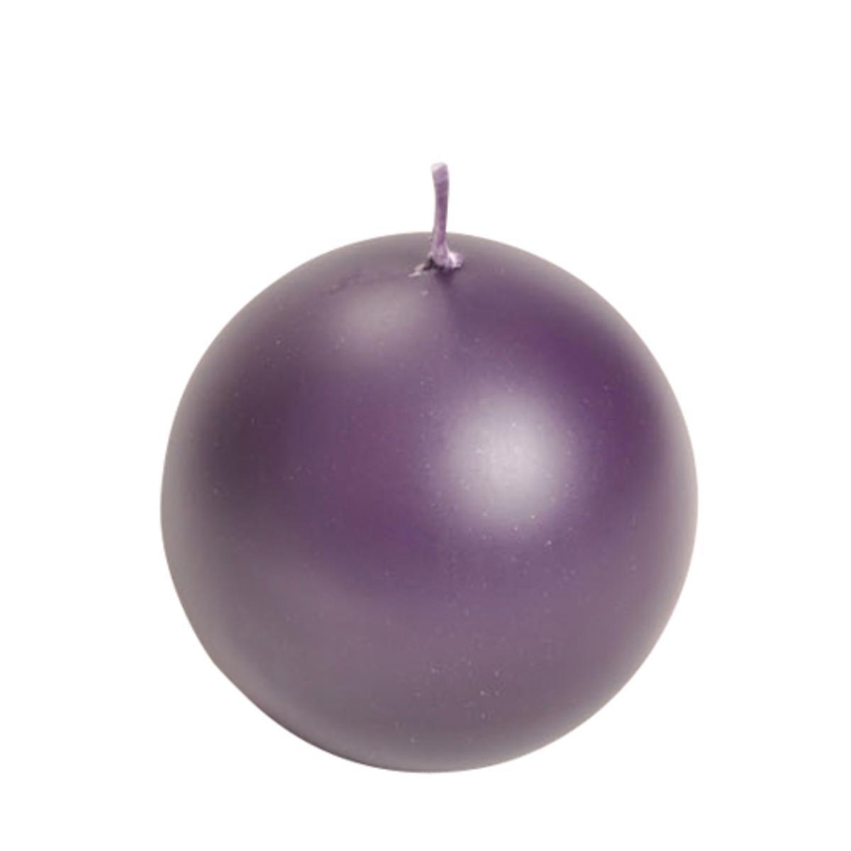 Bougie boule en cire - Diamètre 7 cm - Violet prune