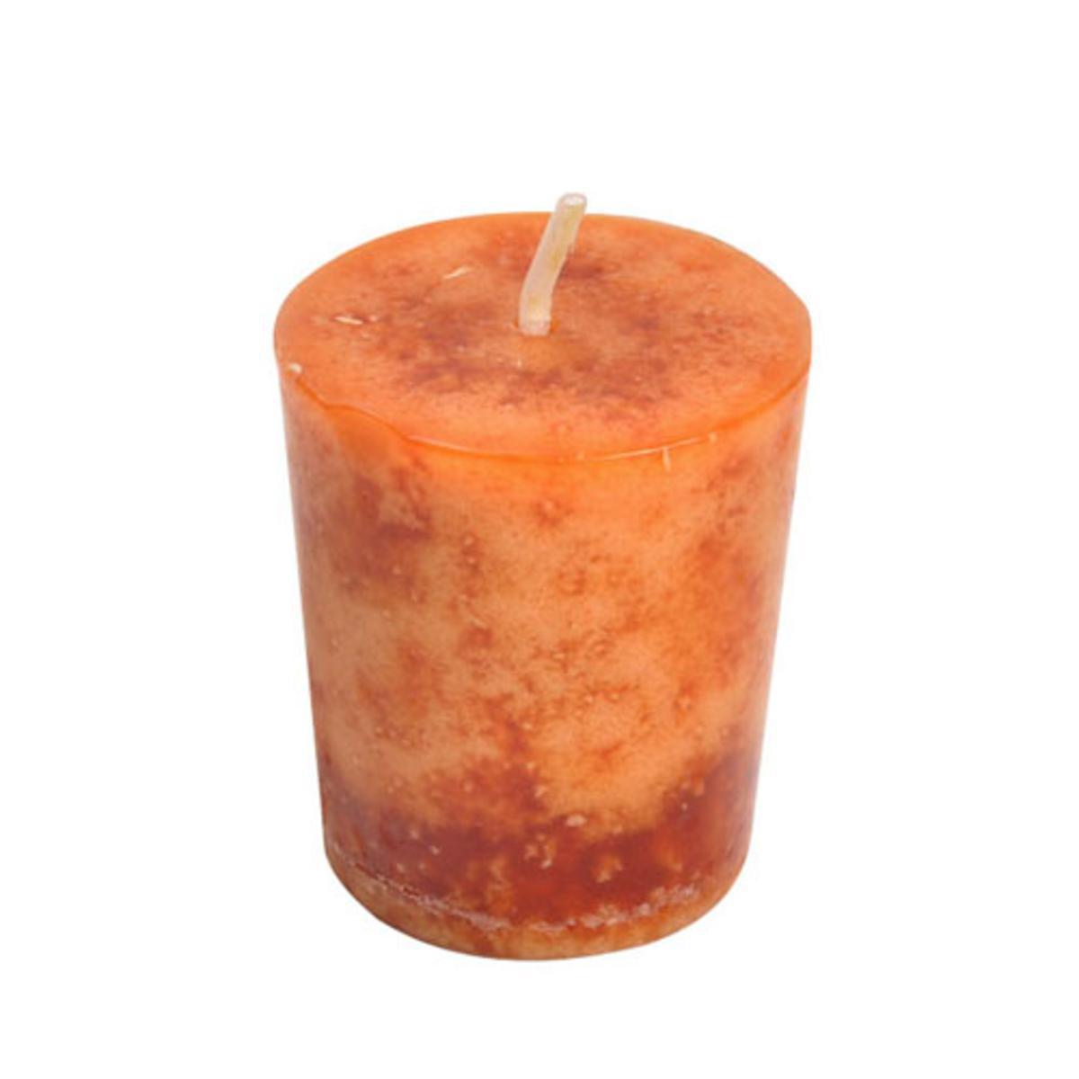 Bougie votive en cire - Diamètre 4,3 x H 4,7 cm - Orange