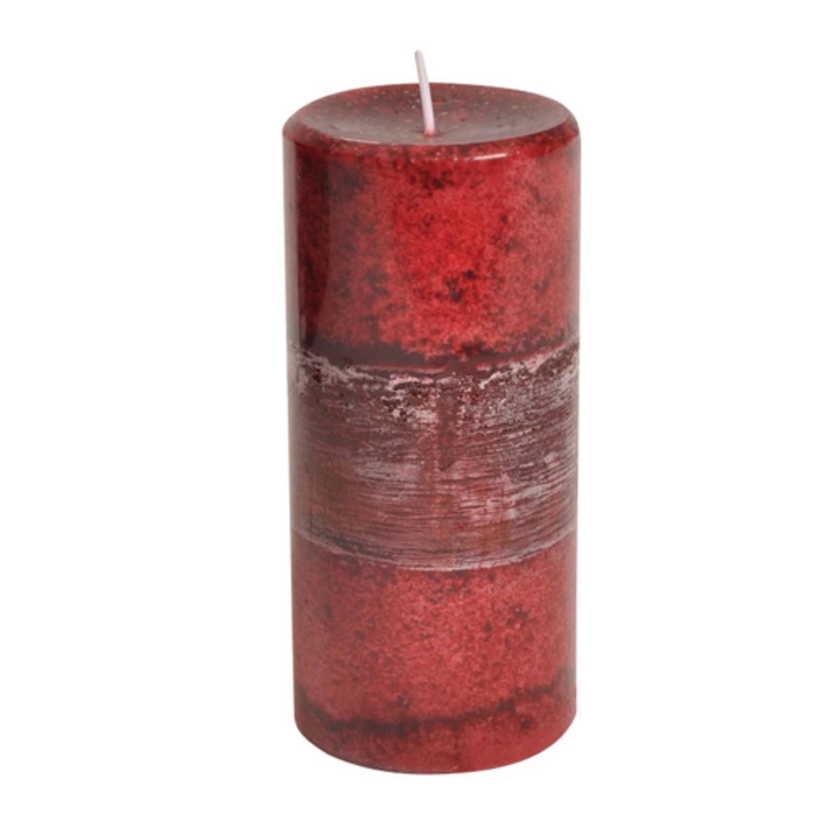 Bougie pilier en cire - Diamètre 7 x H 15 cm - Rouge